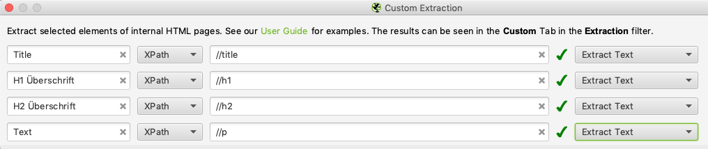 custom extraction mit screaming frog