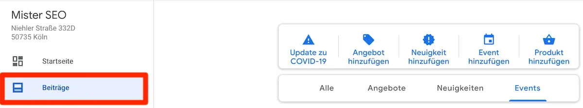 Google My Business Beiträge